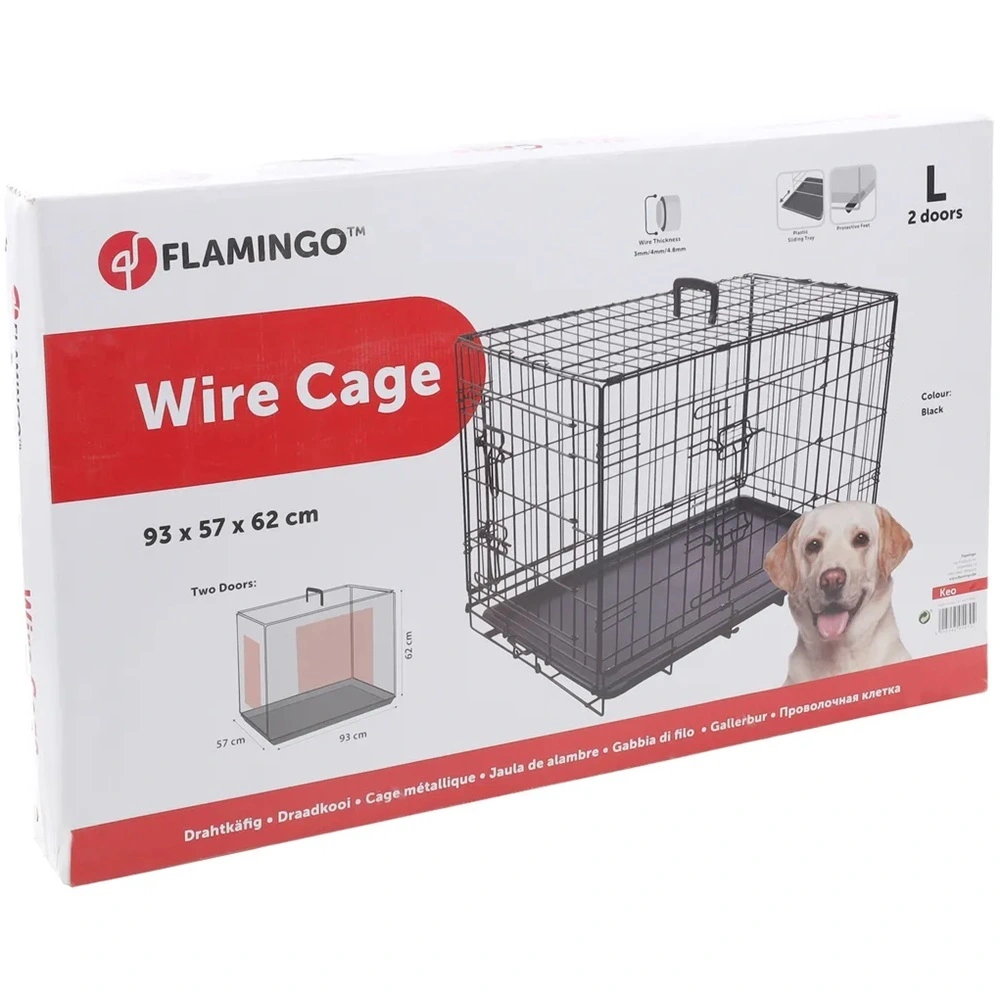 Flamingo Hundebur i metal Keo Sort L